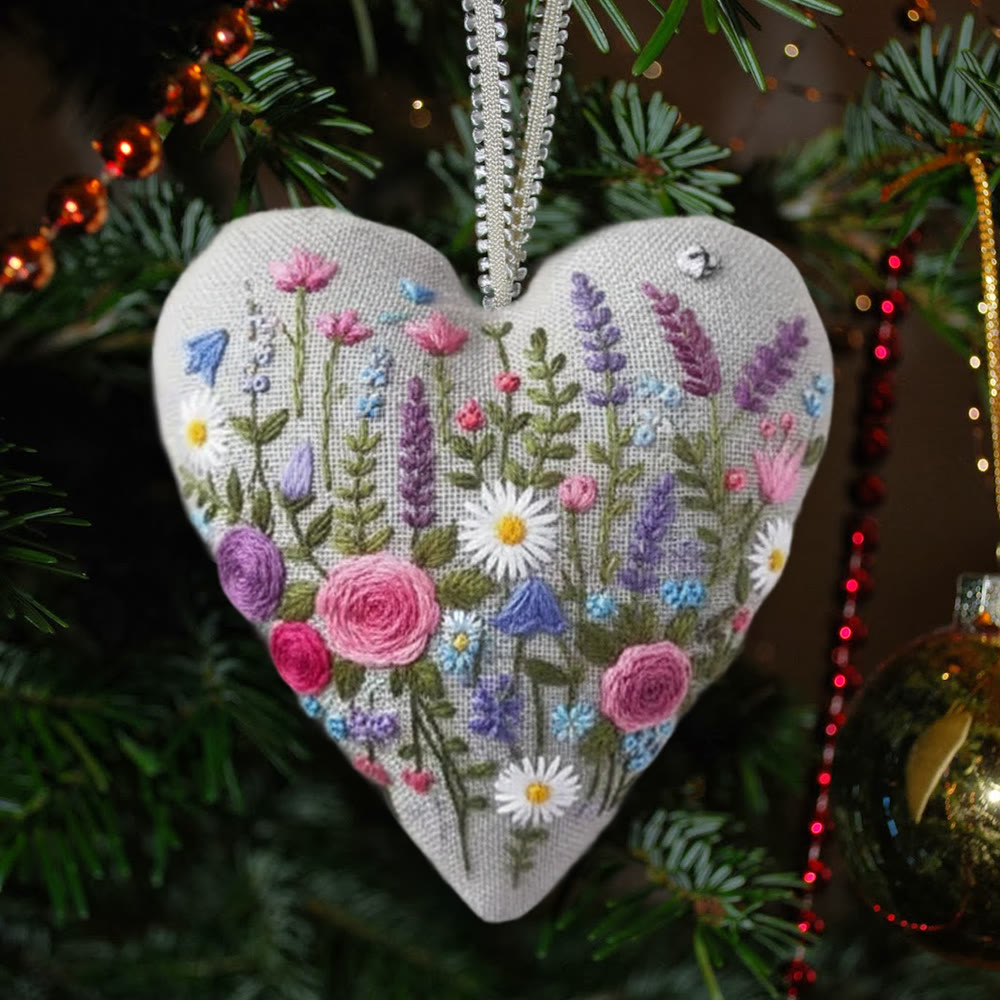 Rubbyoo Heart Embroidery Kit - Charming Flower | Unique Hanging Art | Perfect Handmade Craft For Her  - 6 inches hoop kit - image 0