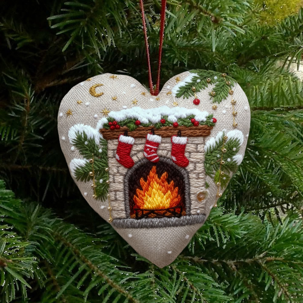 Rubbyoo Heart Embroidery Kit - Christmas Mantelpiece | Diy Christmas Tree Decor | Personalized Handmade Art - image 1