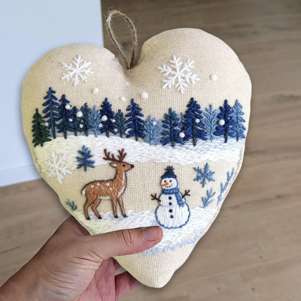 Rubbyoo Heart Embroidery Kit - Deer And Snowman | Handmade Winter Craft | Diy Home Decoration  - image 8