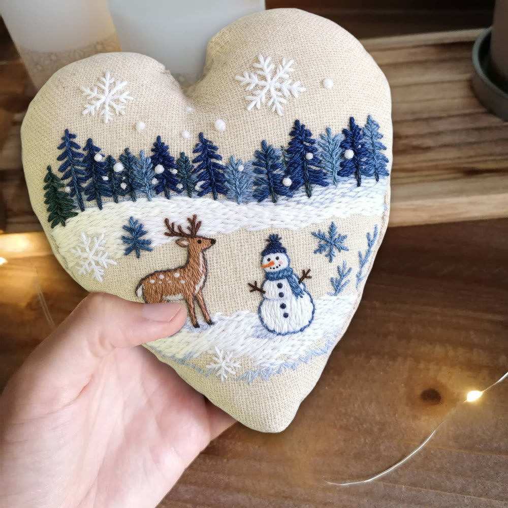 Rubbyoo Heart Embroidery Kit - Deer And Snowman | Handmade Winter Craft | Diy Home Decoration  - image 5