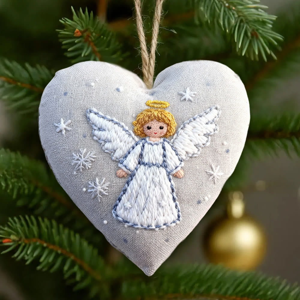 Rubbyoo Heart Embroidery Kit - Adorable Angel | Diy Needle Artwork | Perfect Hanging Decor  - 6 inches hoop kit - image 0