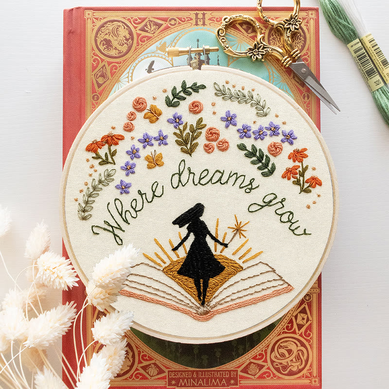 Rubbyoo Embroidery Kit - Charming Flowers With Book | Diy Desk Ornament  | Gift For Book Lovers - image 5