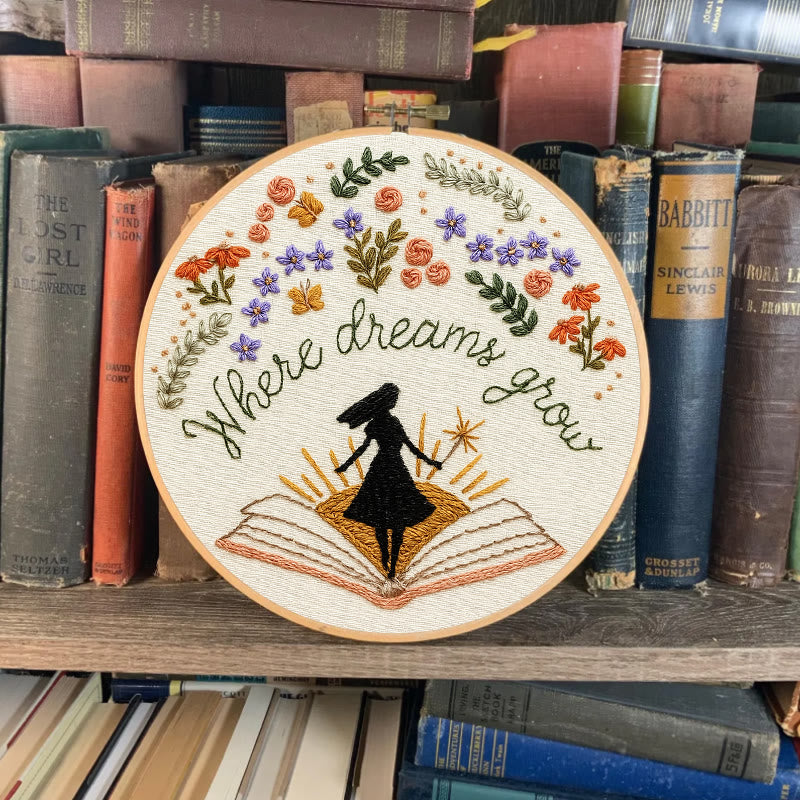 Rubbyoo Embroidery Kit - Charming Flowers With Book | Diy Desk Ornament  | Gift For Book Lovers - image 8