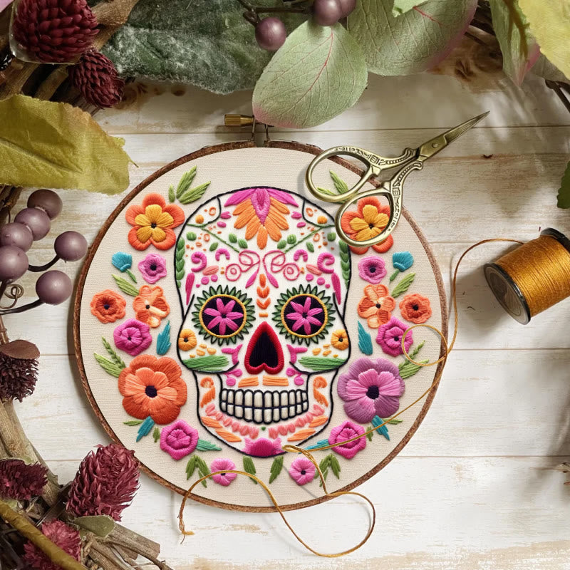 Rubbyoo Embroidery Kit - Floral Calavera | Beginner Needle Craft | Diy Stitching Art  - image 5