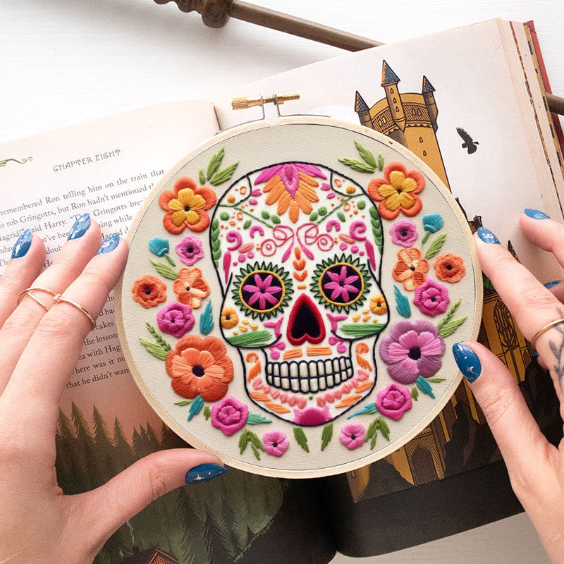 Rubbyoo Embroidery Kit - Floral Calavera | Beginner Needle Craft | Diy Stitching Art  - image 3