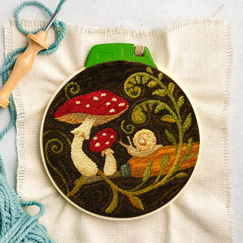 Cute Mushroom Punch Needle Kit - Wall Ornament Gift | Beginner Handmade Needlework - image 1