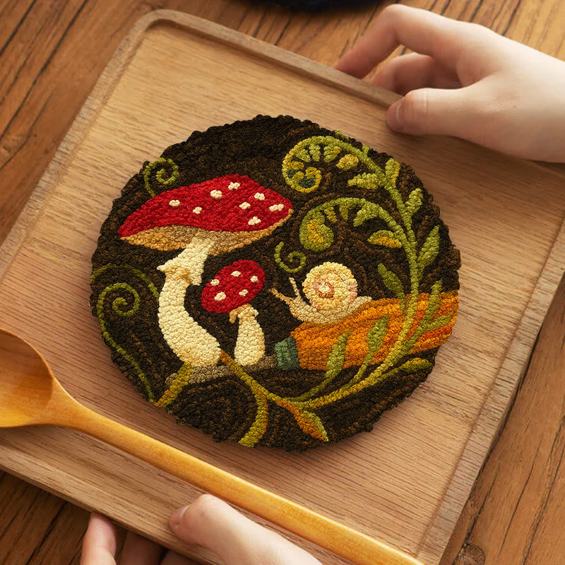 Cute Mushroom Punch Needle Kit - Wall Ornament Gift | Beginner Handmade Needlework - 5 inch Coaster Kit - image 10