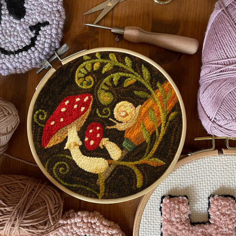 Cute Mushroom Punch Needle Kit - Wall Ornament Gift | Beginner Handmade Needlework - image 3