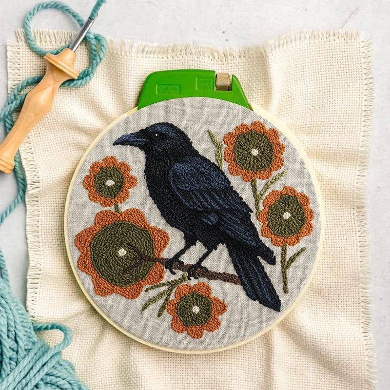  Sunflower Crow Punch Needle Kit - Diy Bird Handicraft | Decorative Hoop Art  - image 3