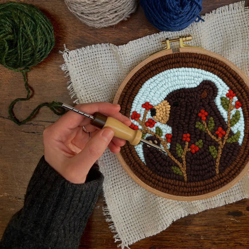 Brown Bear Punch Needle Kit - Adorable Animal Art | Handmade Gift For Decoration - image 3