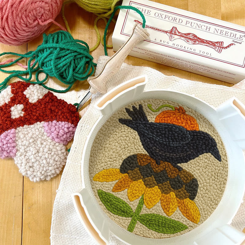 Floral Raven Punch Needle Kit - Handmade Bird Craft | Home Hanging Decor - image 5