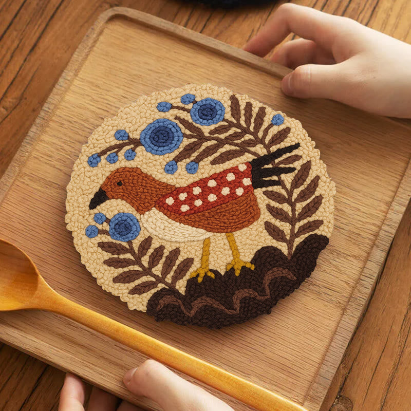 Little Turtledove Punch Needle Kit - Unique Bird Art | Perfect Craft For Beginner - 5 inch Coaster Kit - image 11
