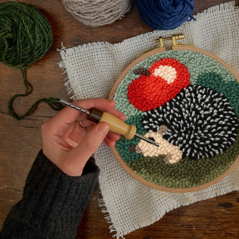  Apple Hedgehog Punch Needle Kit - Diy Animal Coaster | Nice Desk Ornament  - image 2