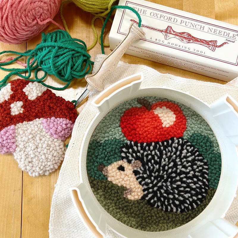  Apple Hedgehog Punch Needle Kit - Diy Animal Coaster | Nice Desk Ornament  - image 6