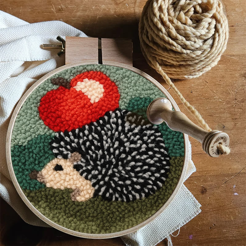  Apple Hedgehog Punch Needle Kit - Diy Animal Coaster | Nice Desk Ornament  - image 8