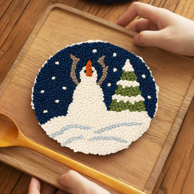 Christmas Snowman And Tree Punch Needle Kit - Handmade Needle Craft | Festival Decoration Gift  - image 10