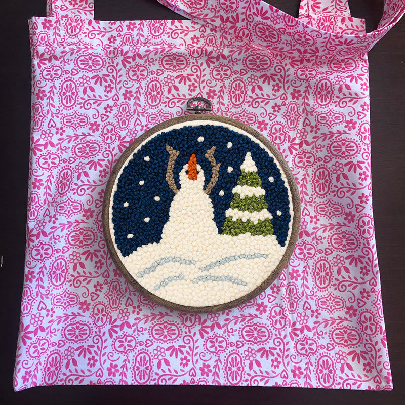 Christmas Snowman And Tree Punch Needle Kit - Handmade Needle Craft | Festival Decoration Gift  - image 9