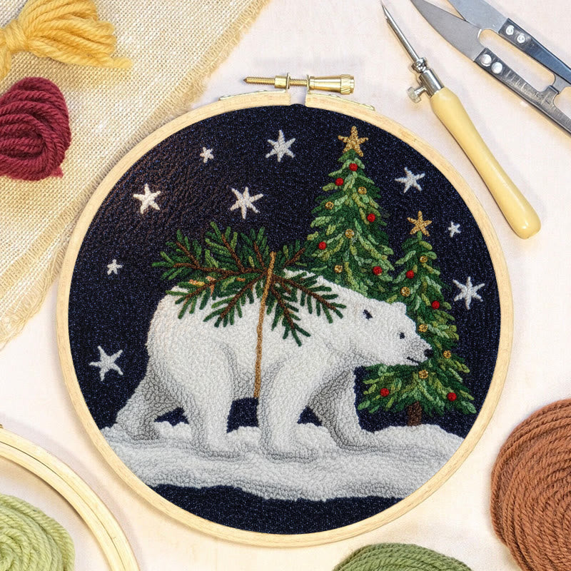 Polar Bears Punch Needle Kit - Christmas Tree Ornament | Easy Handmade Craft For Adults - image 3