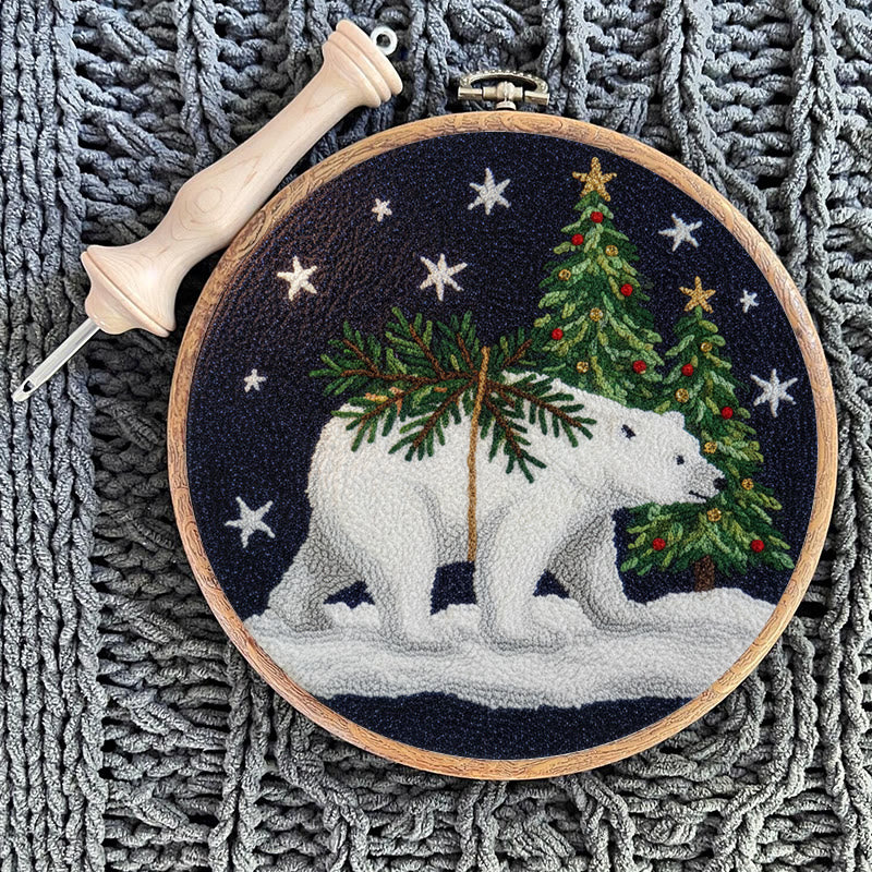 Polar Bears Punch Needle Kit - Christmas Tree Ornament | Easy Handmade Craft For Adults - image 7