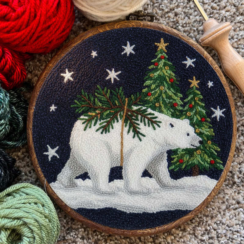 Polar Bears Punch Needle Kit - Christmas Tree Ornament | Easy Handmade Craft For Adults - image 9