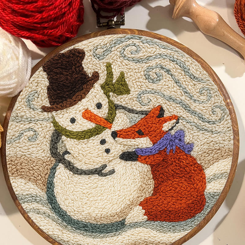 Fox And Snowman Punch Needle Kit - Winter Animal Artwork | Unique Christmas Collection  - image 7