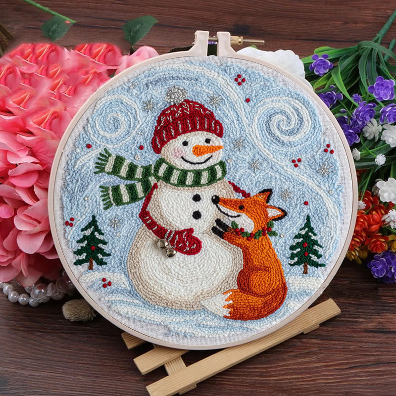 Christmas Forest Punch Needle Kit - Winter Animal Art | Nice Holiday Decor - image 1