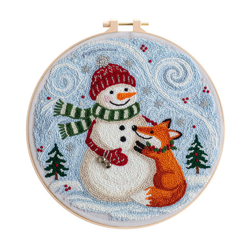Christmas Forest Punch Needle Kit - Winter Animal Art | Nice Holiday Decor - 8 inch Hoop Kit - image 0