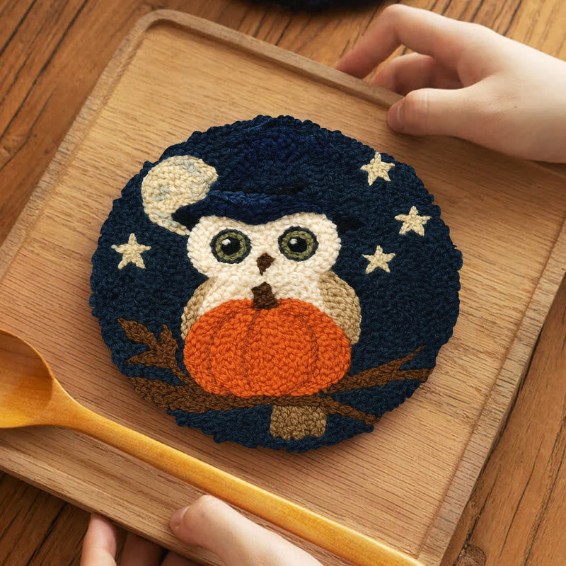 Night Owl Punch Needle Kit - Handmade Bird Art | Nice Decor For Halloween  - 5 inch Coaster Kit - image 9