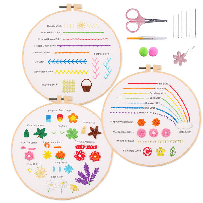 Rubbyoo 3-piece Embroidery Starter Kit - Flower Design Needlestitch | Nice Gift For Handmade Lovers - image 2
