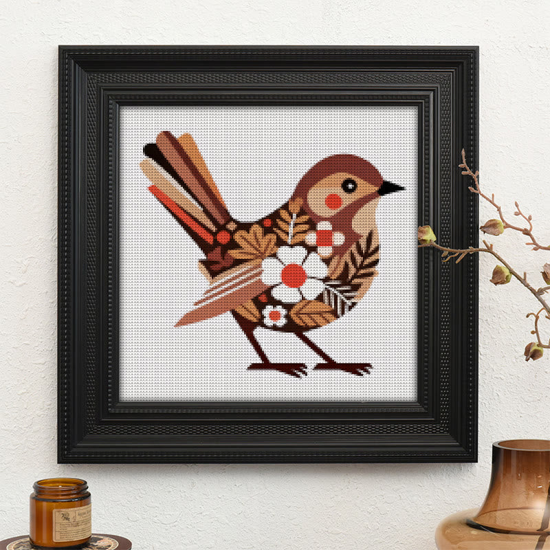  Cross Stitch Kit - Floral Autumn Bird | Gift For Animal Lovers | Unique Stitch Hoop Art - image 9