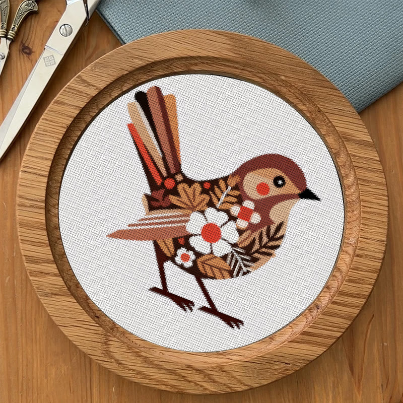  Cross Stitch Kit - Floral Autumn Bird | Gift For Animal Lovers | Unique Stitch Hoop Art - image 7