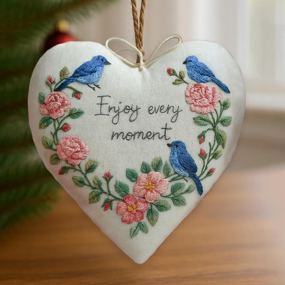 Rubbyoo Heart Embroidery Kit - Enjoy Every Moment | Handmade Wall Decor | Perfect Gift For Crafter - 6 inches hoop kit - image 0