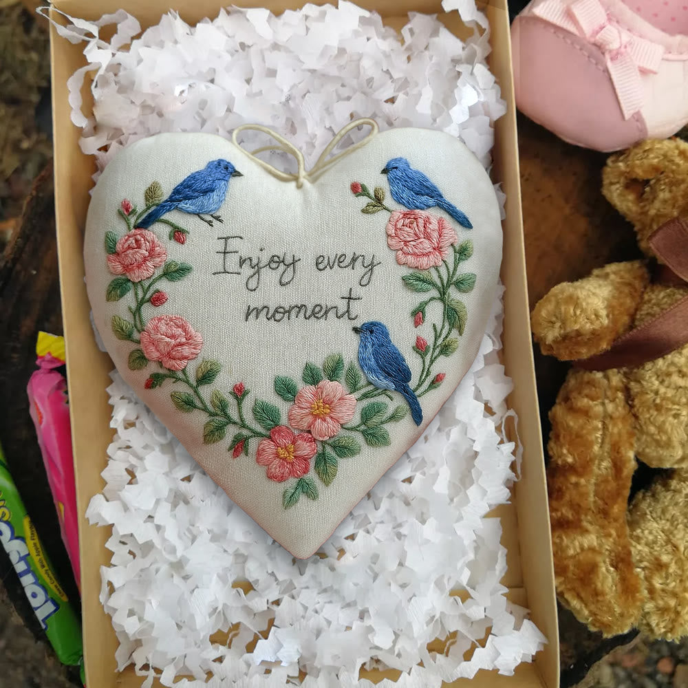 Rubbyoo Heart Embroidery Kit - Enjoy Every Moment | Handmade Wall Decor | Perfect Gift For Crafter - image 4