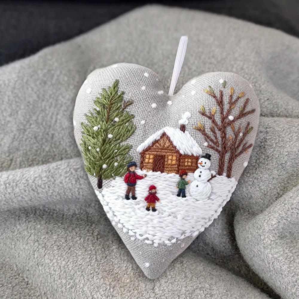 Rubbyoo Heart Embroidery Kit - Light Snow | Winter Handmade Art | Christmas Wall Hanging  - image 2