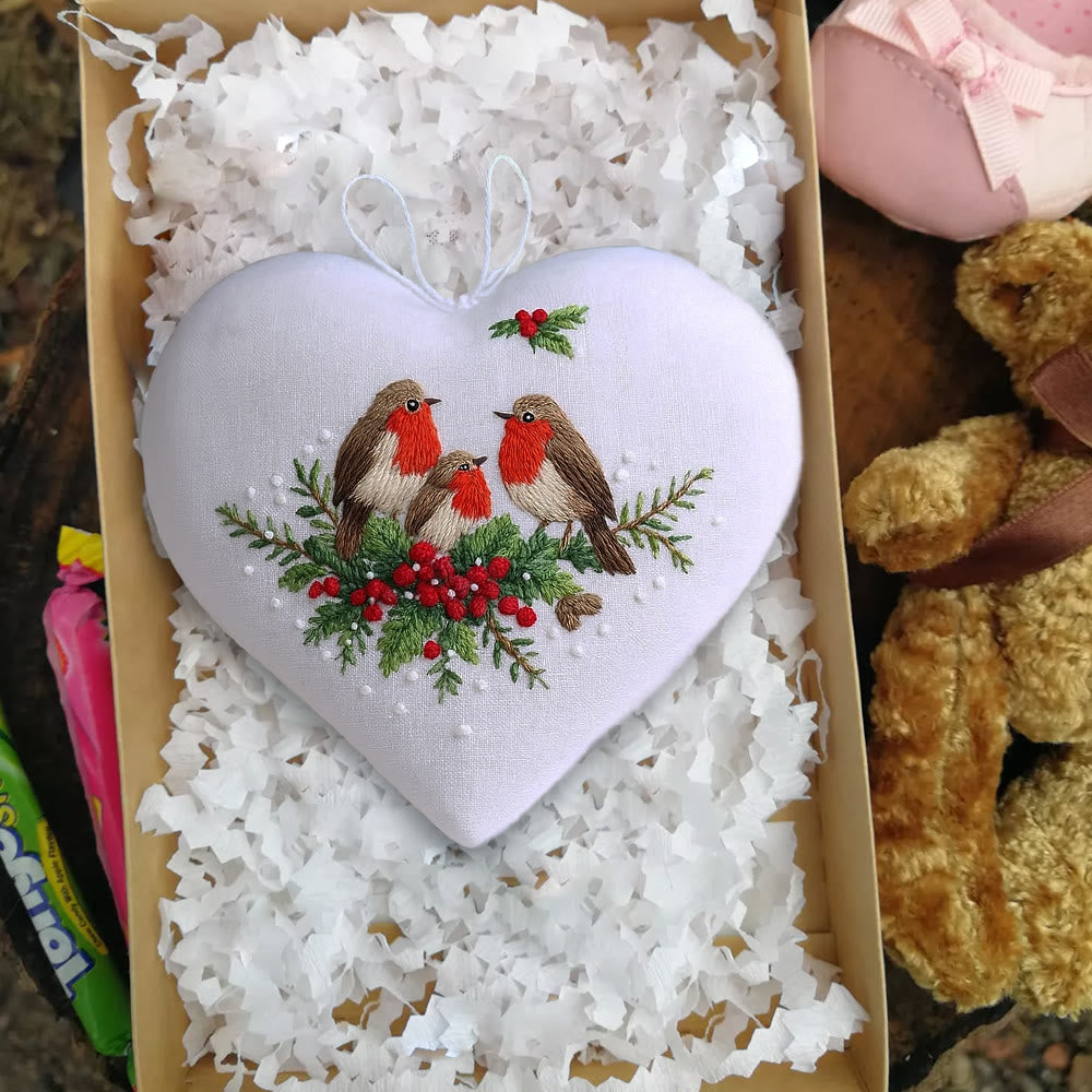 Rubbyoo Heart Embroidery Kit - Bird Family | Christmas Bird Art | Perfect For Bird Lovers - image 2