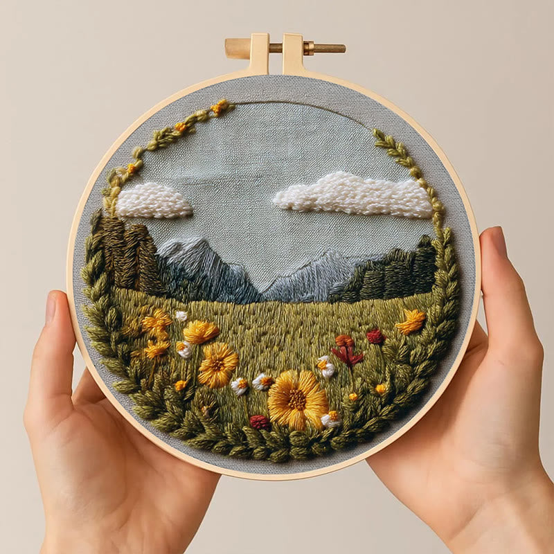 Rubbyoo Embroidery Kit - Beautiful Wildflower | Handmade Landscape Craft | Diy Stitch Craft For Starter - image 1