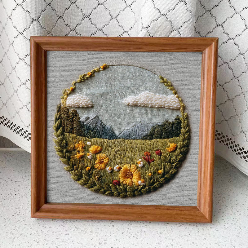 Rubbyoo Embroidery Kit - Beautiful Wildflower | Handmade Landscape Craft | Diy Stitch Craft For Starter - Embroidery Kit Plus An Extra Frame - image 11