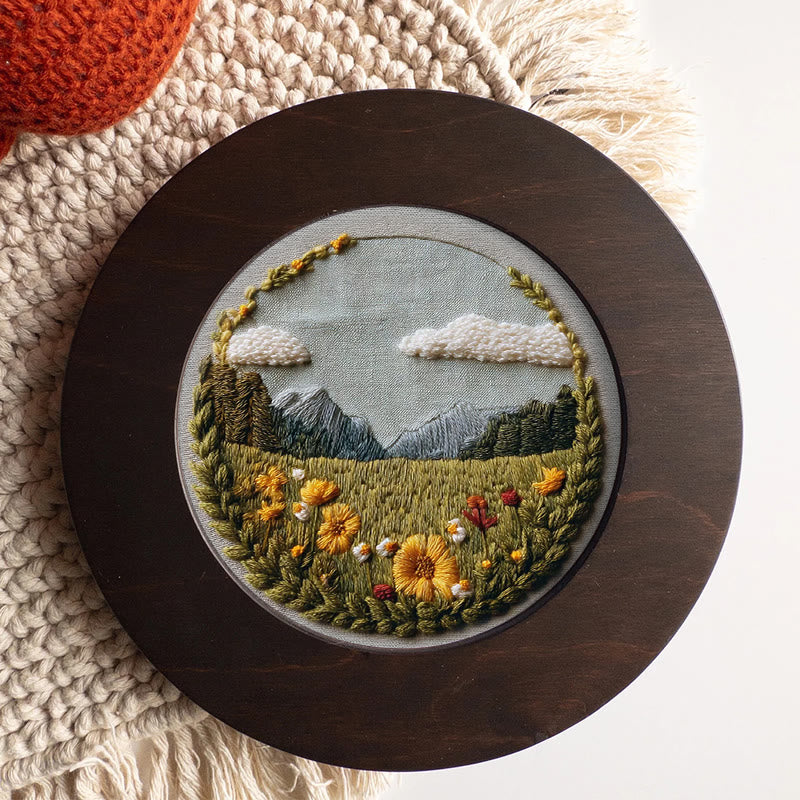 Rubbyoo Embroidery Kit - Beautiful Wildflower | Handmade Landscape Craft | Diy Stitch Craft For Starter - image 8