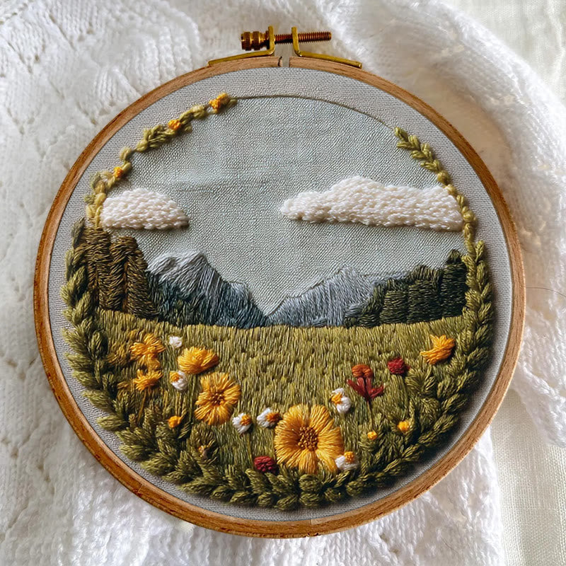 Rubbyoo Embroidery Kit - Beautiful Wildflower | Handmade Landscape Craft | Diy Stitch Craft For Starter - image 6