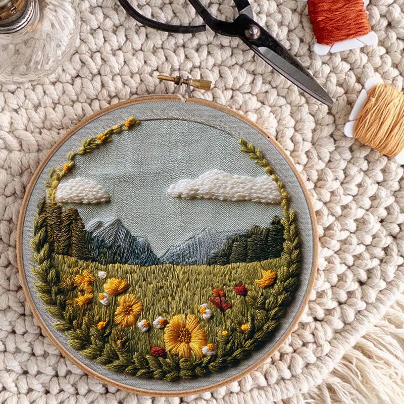 Rubbyoo Embroidery Kit - Beautiful Wildflower | Handmade Landscape Craft | Diy Stitch Craft For Starter - image 9