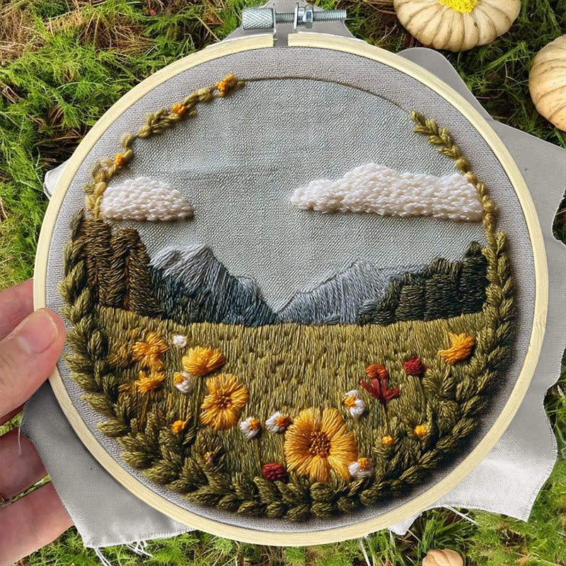 Rubbyoo Embroidery Kit - Beautiful Wildflower | Handmade Landscape Craft | Diy Stitch Craft For Starter - image 7