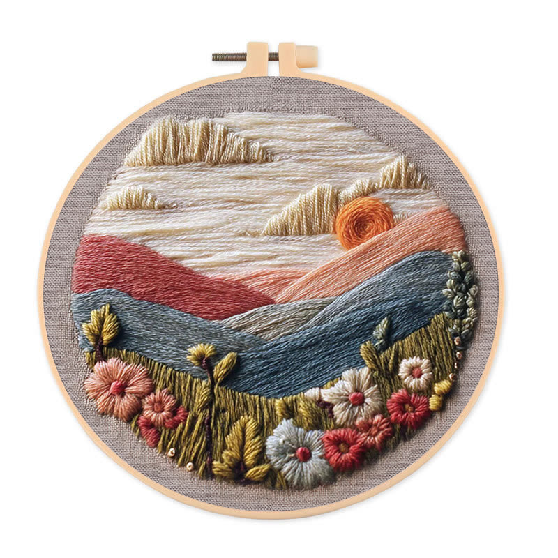 Rubbyoo Embroidery Kit - Charming Mountain | Unique Housewarming Gifts | Perfect For Desk Decor - 20*20cm - image 0
