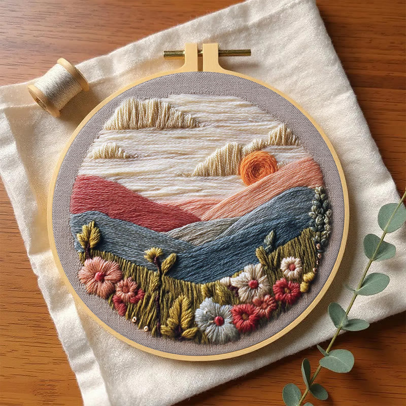 Rubbyoo Embroidery Kit - Charming Mountain | Unique Housewarming Gifts | Perfect For Desk Decor - image 3