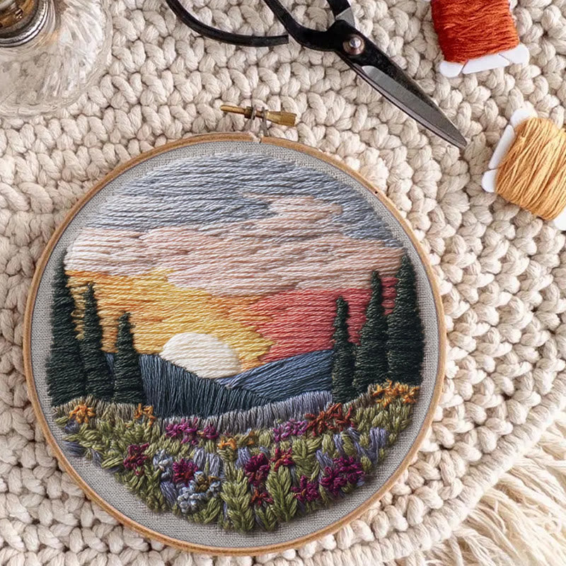 Rubbyoo Embroidery Kit - Beautiful Sunset | Diy Hoop Art | Decorative Handmade Craft - image 1