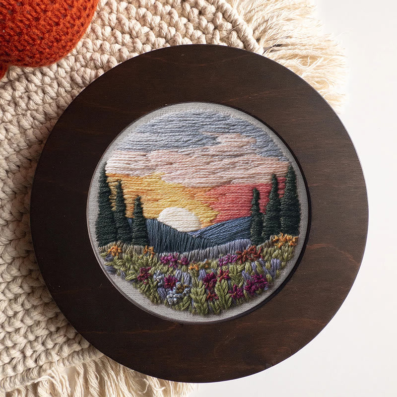 Rubbyoo Embroidery Kit - Beautiful Sunset | Diy Hoop Art | Decorative Handmade Craft - image 6