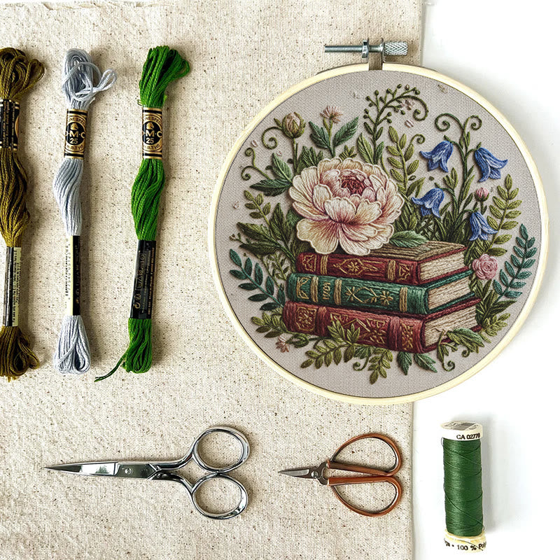 Rubbyoo Embroidery Kit - Blooming Flower With Book | Perfect Bookshelf Ornament | Nice Gifts For Her - image 11