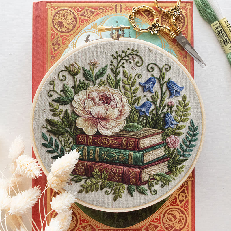 Rubbyoo Embroidery Kit - Blooming Flower With Book | Perfect Bookshelf Ornament | Nice Gifts For Her - image 8