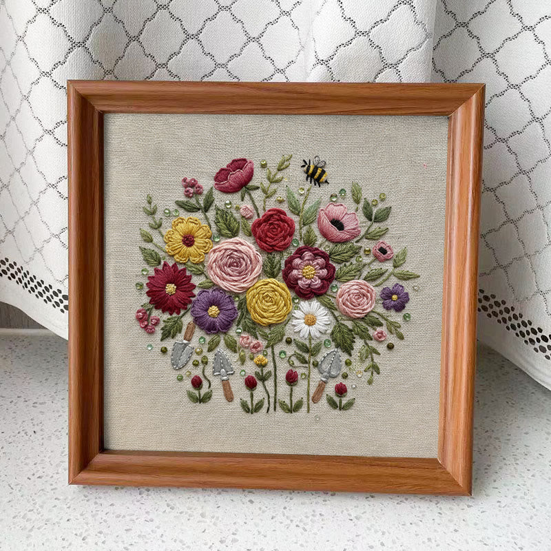 Rubbyoo Embroidery Kit - Fantastic Flower | Floral Room Ornament | Handmade Birthday Gifts - Embroidery Kit Plus An Extra Frame - image 13