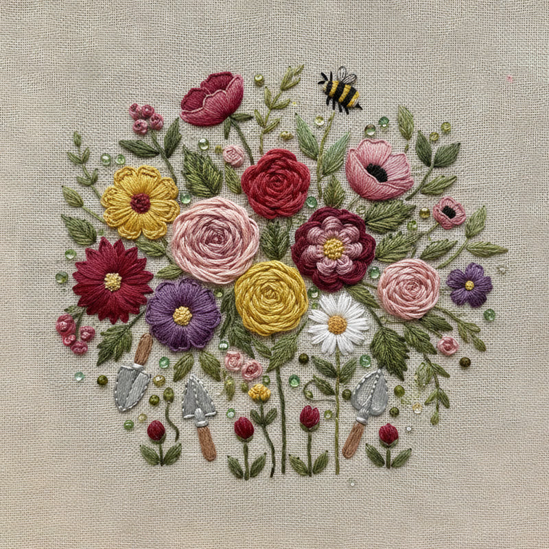 Rubbyoo Embroidery Kit - Fantastic Flower | Floral Room Ornament | Handmade Birthday Gifts - image 7