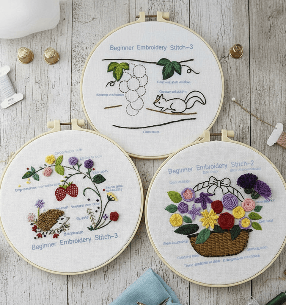 Rubbyoo 3-piece Embroidery Starter Kit - Floral Animal Handicraft | Easy Stitch Art For  Beginner  - image 0